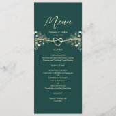 Menu Mariage floral or et vert émeraude (Devant)