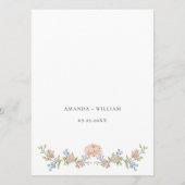 Menu Mariage floral orange Grace Pastel Blush (Dos)