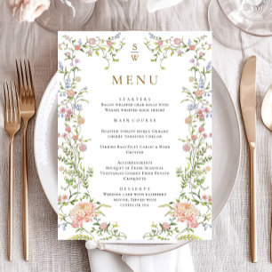 Menu Mariage floral orange Grace Pastel Blush