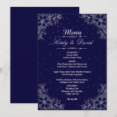Menu Mariage floral orné d'argent (Devant / Derrière)