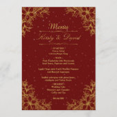 Menu Mariage Floral Orné Or (Devant)