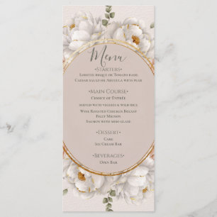 Menu Mariage floral Paeonie blanche & Rose carminée
