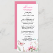 Menu Mariage floral papillon rose de printemps (Devant / Derrière)