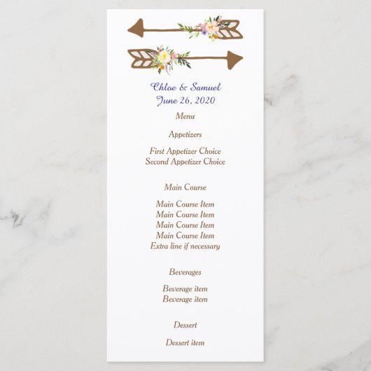 Menu Mariage Floral Peach (Devant)