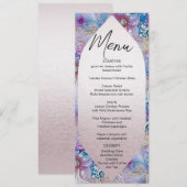 Menu Mariage Floral Pearly Gems coloré (Devant / Derrière)