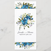 Menu Mariage Floral Poinsettia | bleu turquoise (Dos)