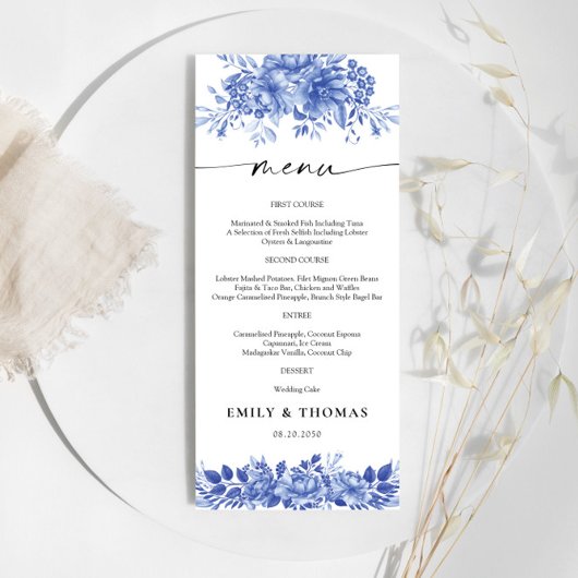 Menu Mariage Floral Porcelain Floral