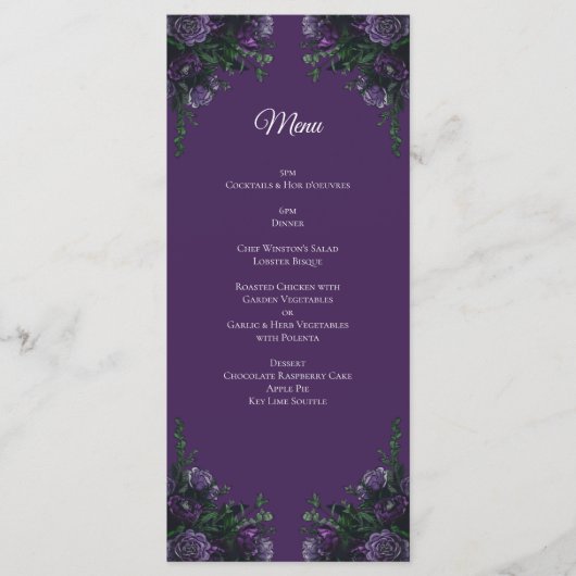 Menu Mariage floral pourpre (Devant)