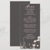 Menu Mariage floral printanier aux fleurs sauvages rose (Devant / Derrière)