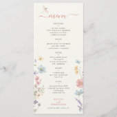 Menu Mariage floral printemps été aquarelle bohème (Devant)