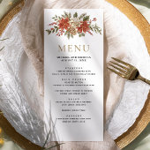 Menu Mariage Floral Red Gold