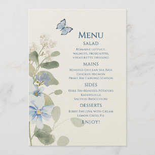 Menu Mariage floral romantique bleu Dusty