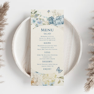 Menu Mariage floral romantique bleu Dusty