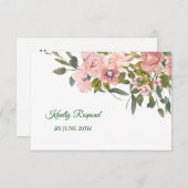 Menu Mariage floral Rose Blush RSVP (Devant / Derrière)