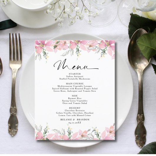 Menu Mariage floral rose budget