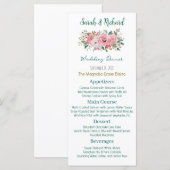 Menu Mariage Floral Rose Clair (Devant / Derrière)