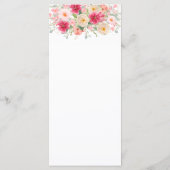 Menu Mariage Floral Rose Clair Aquarelle Moderne (Dos)