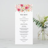 Menu Mariage Floral Rose Clair Aquarelle Moderne (Debout devant)