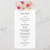Menu Mariage Floral Rose Clair Aquarelle Moderne (Devant)