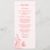 Menu Mariage floral rose corail simple (Devant)