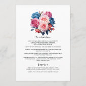 Menu Mariage Floral Rose et Bleu (Dos)