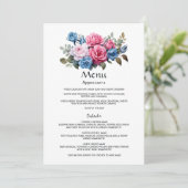 Menu Mariage Floral Rose et Bleu (Debout devant)