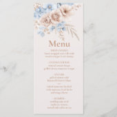 Menu Mariage floral rose et bleu (Devant)