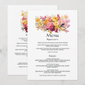Menu Mariage floral rose et jaune (Devant / Derrière)