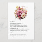 Menu Mariage floral rose et or (Dos)