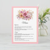 Menu Mariage floral rose et or (Debout devant)