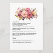 Menu Mariage floral rose et or (Dos)