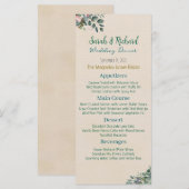 Menu Mariage Floral Rose et Sauge (Devant / Derrière)