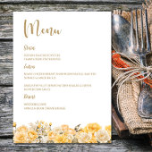 Menu Mariage Floral Rose Jaune