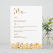 Menu Mariage Floral Rose Jaune (Debout devant)