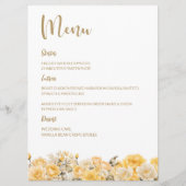 Menu Mariage Floral Rose Jaune (Devant)