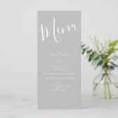 Menu Mariage Floral Rose Jaune clair et Gris (Debout devant)