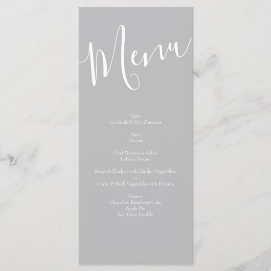 Menu Mariage Floral Rose Jaune clair et Gris (Devant)