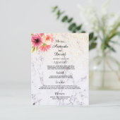 Menu mariage Floral rose marbre (Debout devant)