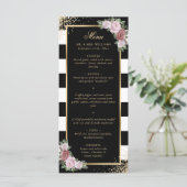Menu Mariage Floral rose noir blanc or noir (Debout devant)