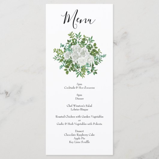 Menu Mariage floral rose noire et blanche (Devant)
