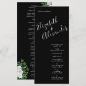 Menu Mariage floral rose noire et blanche (Devant / Derrière)
