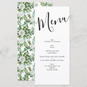 Menu Mariage floral rose noire et blanche (Devant / Derrière)