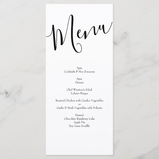 Menu Mariage floral rose noire et blanche (Devant)