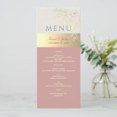 Menu Mariage Floral Rose Pâle et Or (Debout devant)