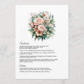 Menu Mariage floral Rose Poussiéreuse, Vert Menthe et B (Dos)