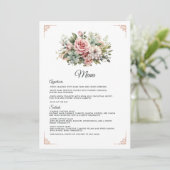 Menu Mariage floral Rose Poussiéreuse, Vert Menthe et B (Debout devant)