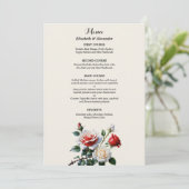 Menu Mariage floral rose rose foncé (Debout devant)