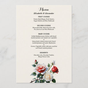 Menu Mariage floral rose rose foncé