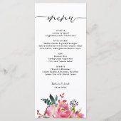 Menu Mariage Floral Rose Script (Devant)