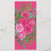 Menu Mariage floral rose vif (Dos)